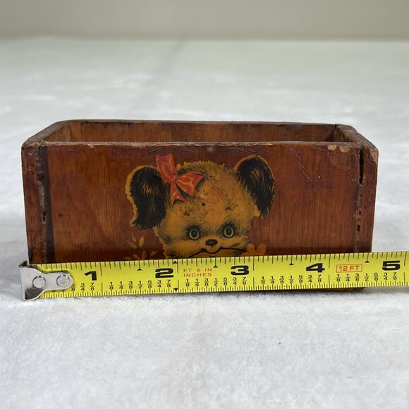 Vintage Wood Coaster Set Primitive Childrens Animals Appliques 6 Coasters & Box - Picture 8 of 13